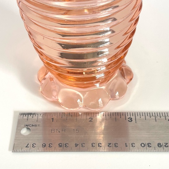 Vintage Pink Glass Tumbler Manhattan Depression Glass Art Deco MCM Glassware - Picture 9 of 13